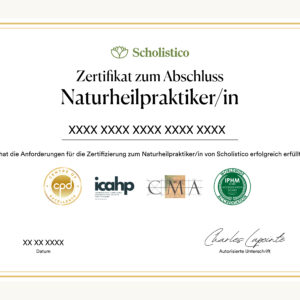 Offizielles Zertifikat für die Ausbildung zum Naturheilpraktiker