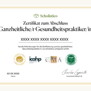 Offizielles Zertifikat für ganzheitliche Gesundheitspraktiker