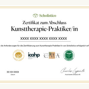 Offizielles Zertifikat für die Ausbildung zum Kunsttherapiepraktiker