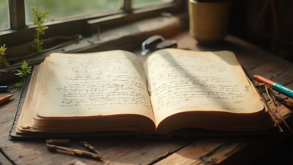 Offenes Journal mit Text und Skizzen