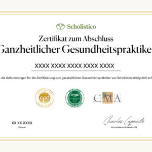 Offizielles Zertifikat für ganzheitliche Gesundheitspraktiker