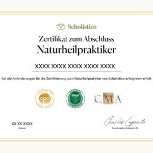 Offizielles Zertifikat für die Ausbildung zum Naturheilpraktiker